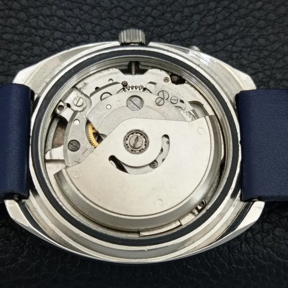 Vintage 1986 Ricoh Automatic Mens Silver Watch W/daydate & Blue accents